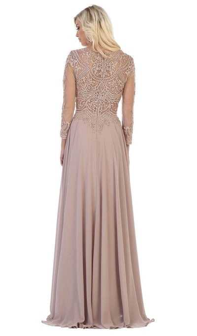 May Queen MQ1615B - Illusion Sleeve A-Line Prom Dress Prom Dresses 6XL / Champagne