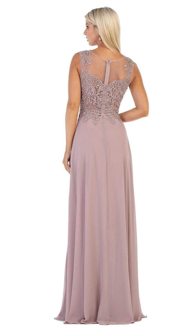 May Queen - MQ1620 Embellished Scoop Neck A-line Dress Bridesmaid Dresses