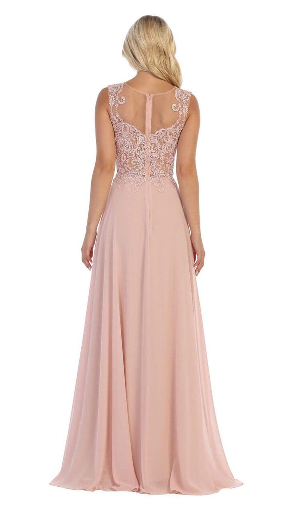 May Queen - MQ1620 Embellished Scoop Neck A-line Dress Bridesmaid Dresses