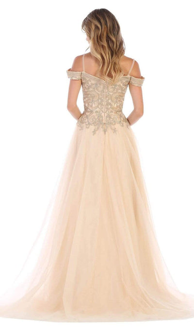 May Queen - MQ1626 Jeweled Applique Bodice Off Shoulder Gown Bridesmaid Dresses