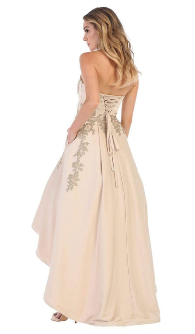 May Queen - MQ1627 Gilt-Appliqued Sweetheart High Low Gown Special Occasion Dress