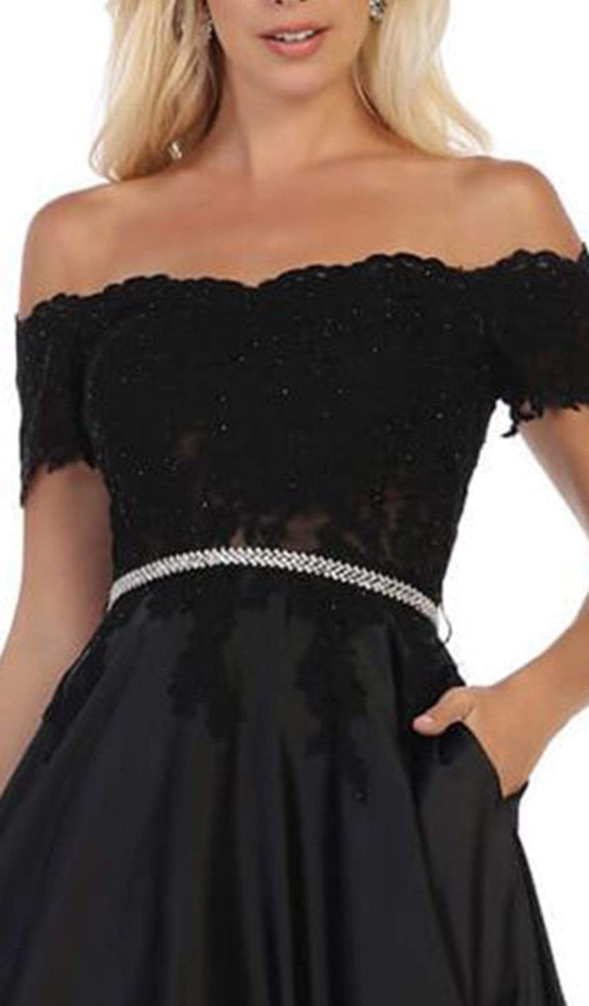 May Queen - MQ1639 Lace Off-Shoulder A-Line Dress Bridesmaid Dresses