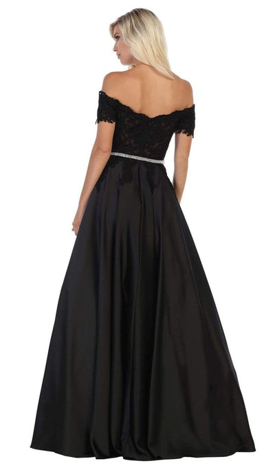 May Queen - MQ1639 Lace Off-Shoulder A-Line Dress Bridesmaid Dresses