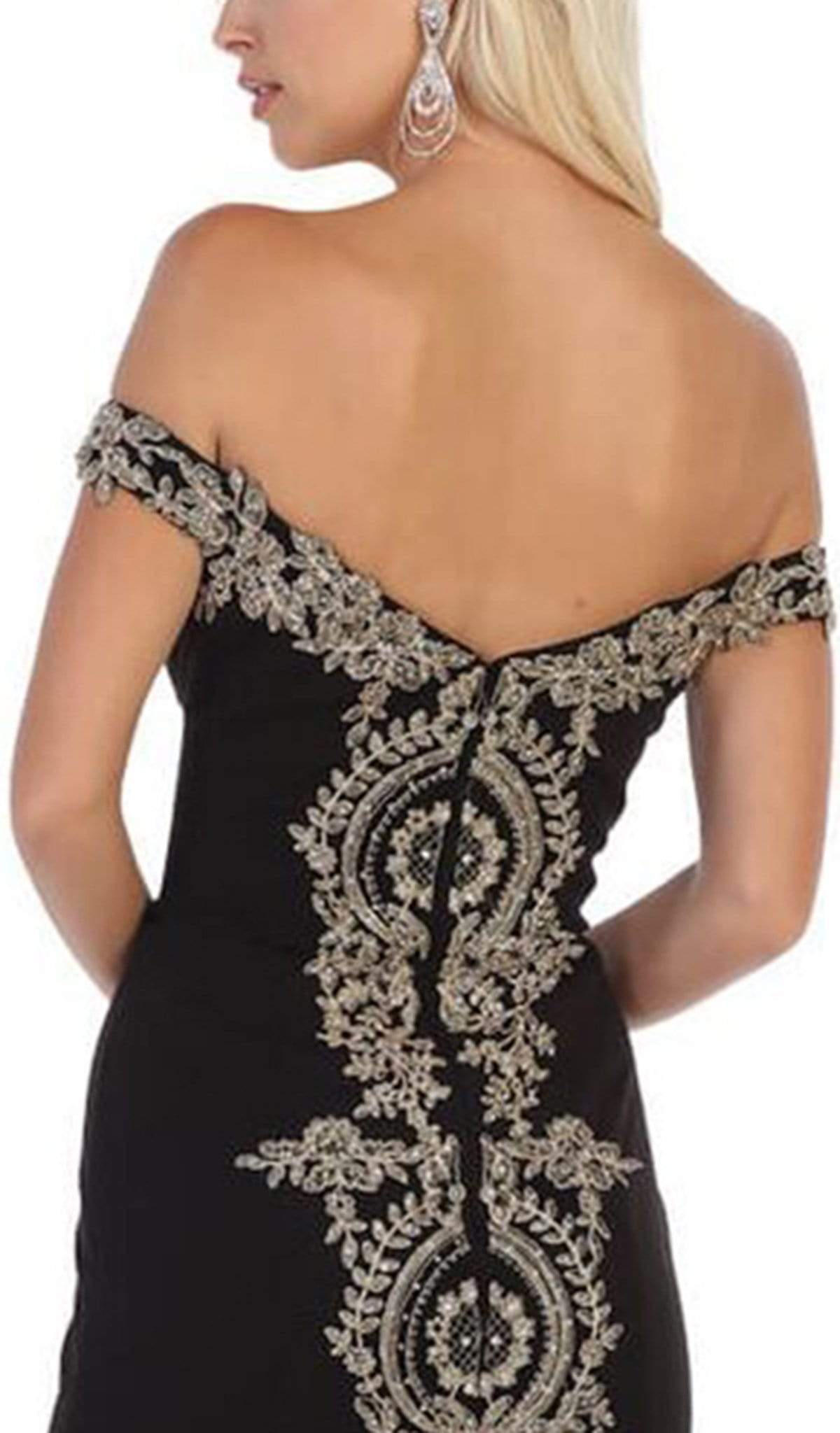 May Queen - MQ1640 Applique Off-Shoulder Trumpet Dress Special Occasion Dress