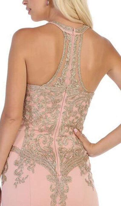 May Queen - MQ1641 Gilt-Embroidered Lace Halter Gown Special Occasion Dress