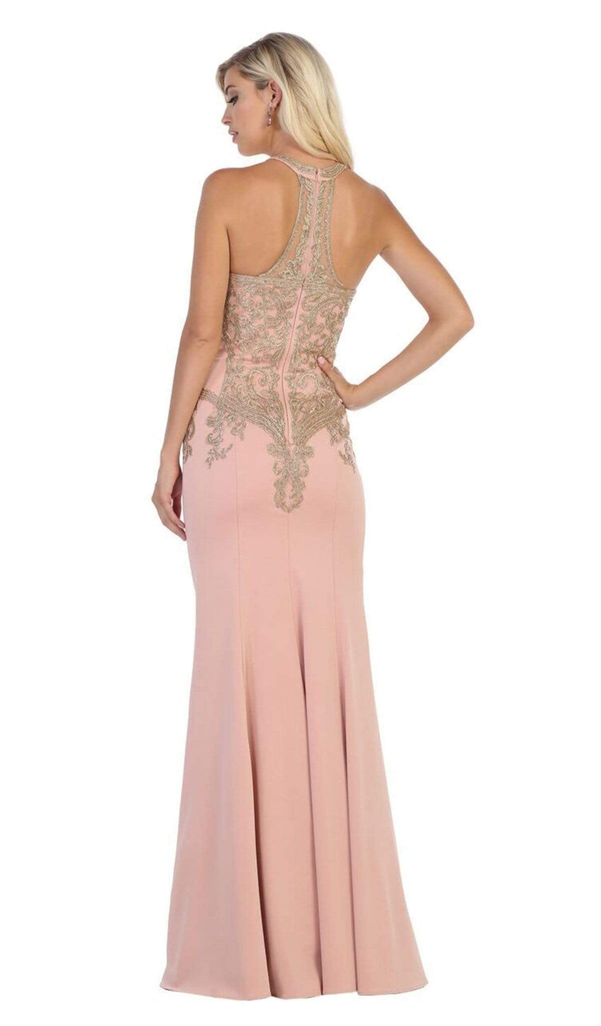 May Queen - MQ1641 Gilt-Embroidered Lace Halter Gown Special Occasion Dress