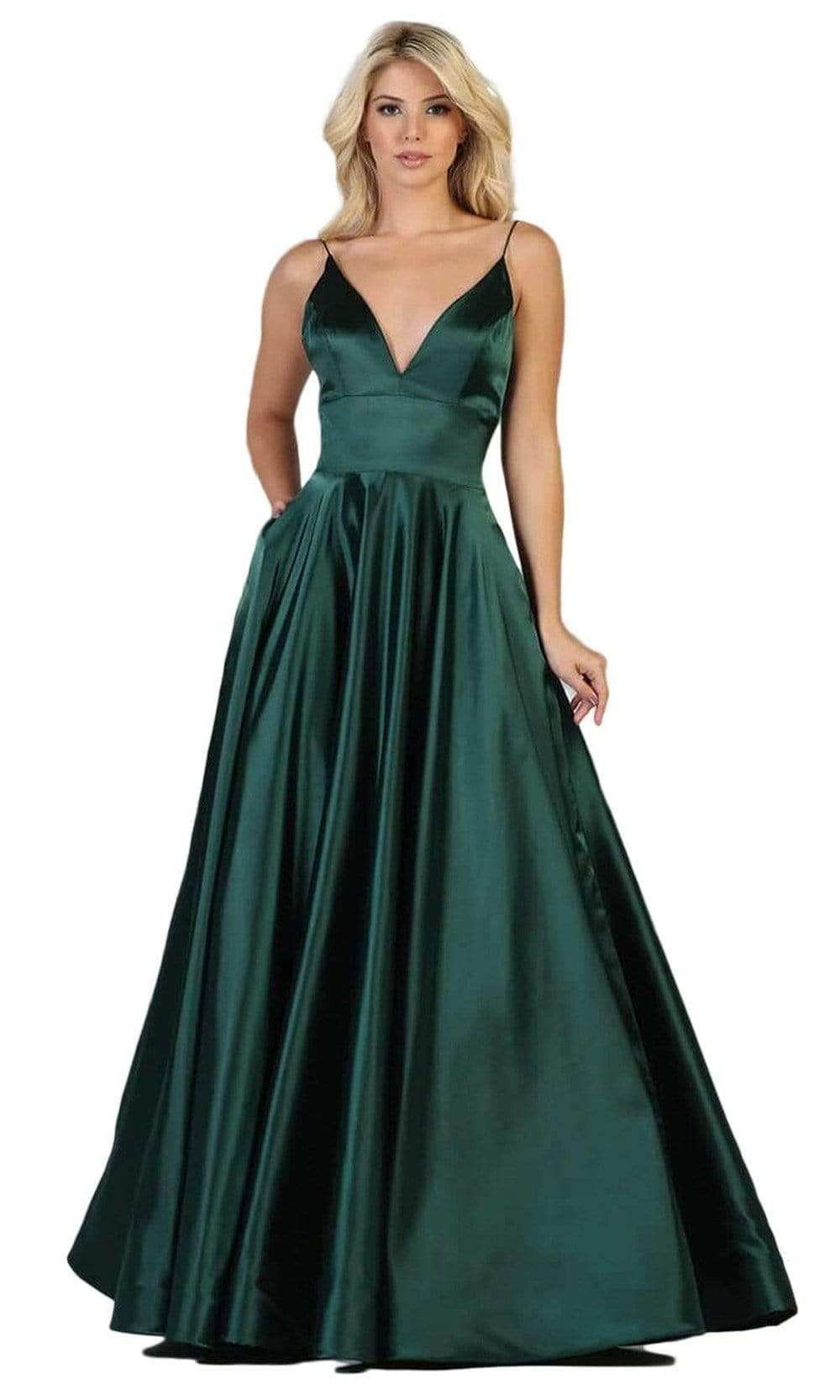 May Queen MQ1664 - Spaghetti Strap A-Line Evening Gown Bridesmaid Dresses 10 /Eggplant