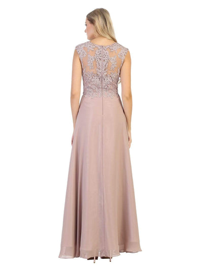 May Queen - MQ1725 Lace Bodice Chiffon A-Line Long Formal Dress Mother of the Bride Dresses