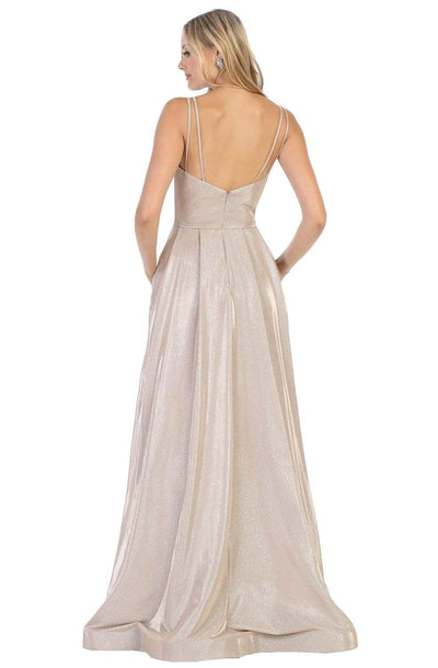 May Queen - MQ1731 Glitter Bodice Long A-Line Dress Evening Dresses
