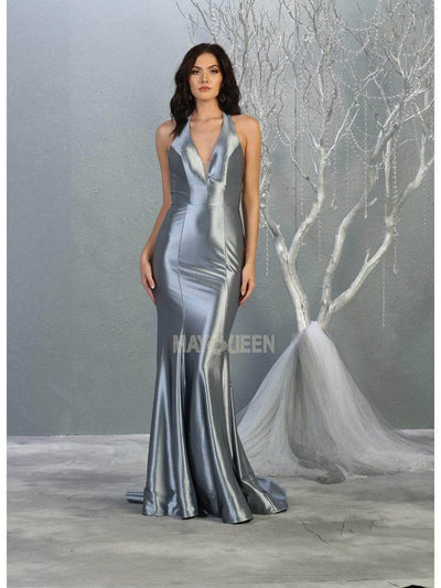 May Queen MQ1740 - Metallic Trumpet Evening Dress Prom Dresses 4 /Metalic/Gold