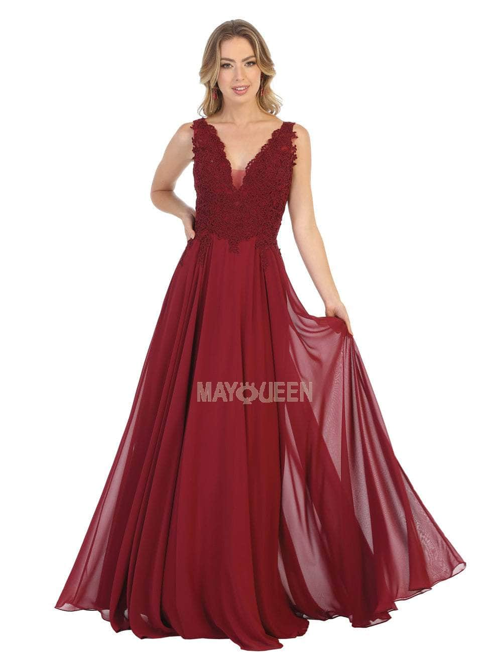 May Queen MQ1754B - Laced A-Line Evening Dress Special Occasion Dress