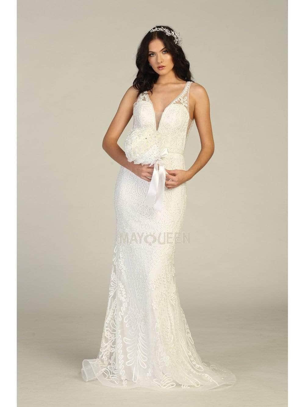 May Queen MQ1758 - Soutache Detailed Evening Gown Evening Dresses 14 /Ivory