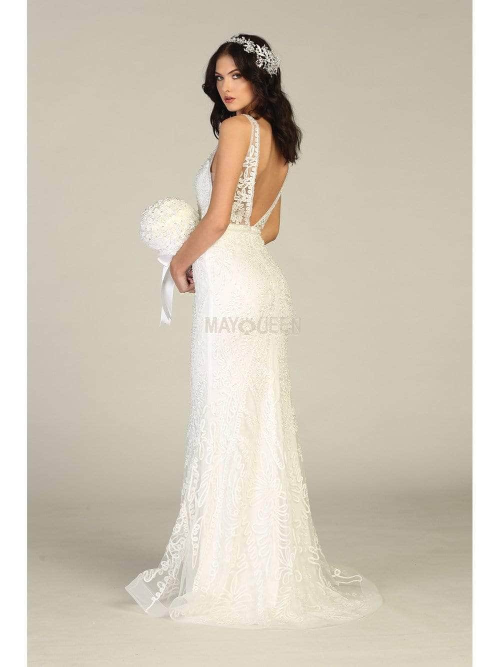 May Queen MQ1758 - Soutache Detailed Evening Gown Evening Dresses 14 /Ivory