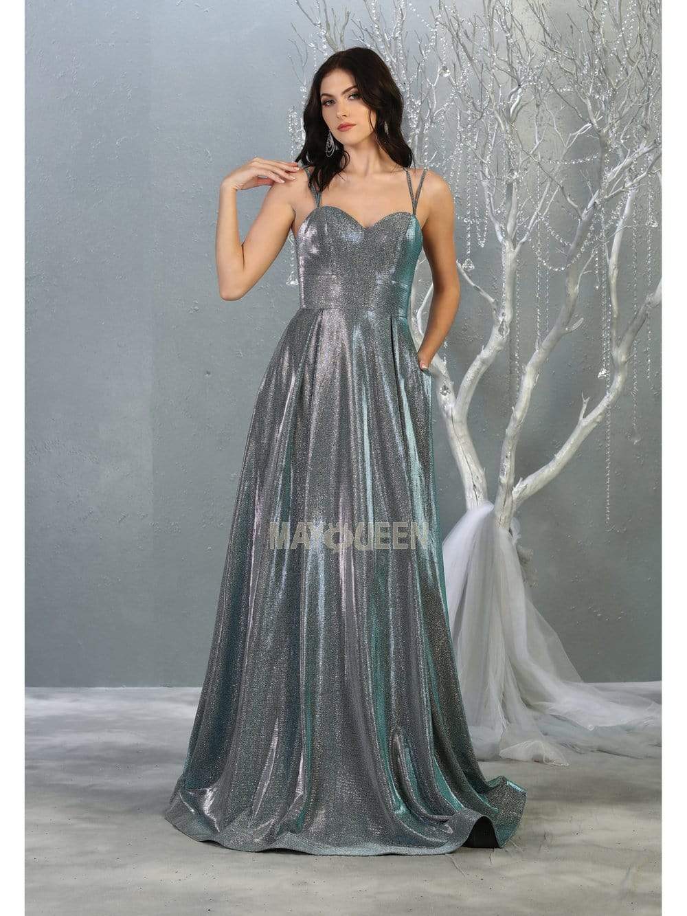 May Queen - MQ1760 Strappy Sweetheart Bodice A-Line Dress Evening Dresses 4 / Dusty Green