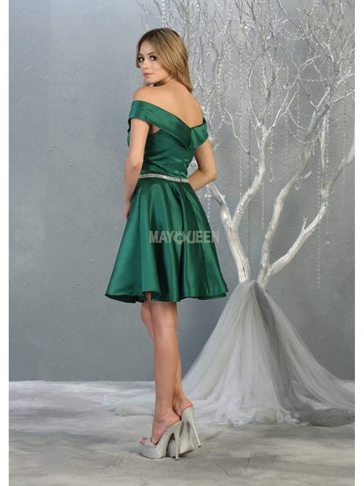 May Queen - MQ1815 Off Shoulder Satin cocktail Dress Homecoming Dresses