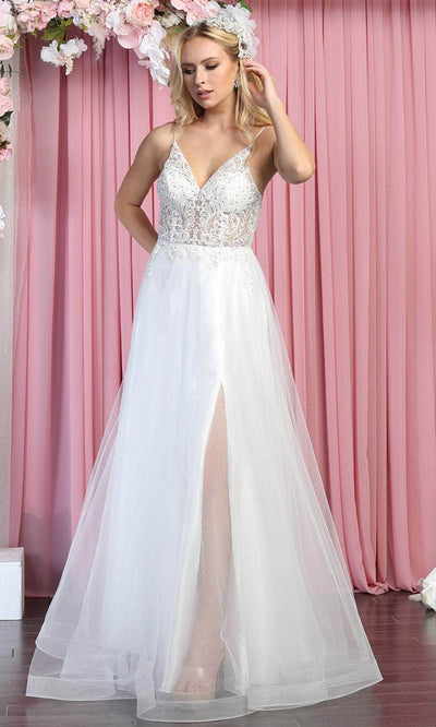 May Queen MQ1830 - Sleeveless V-neck Wedding Gown Special Occasion Dress