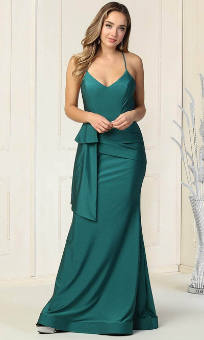 May Queen MQ1832 - V-Neck Peplum Formal Gown Special Occasion Dress