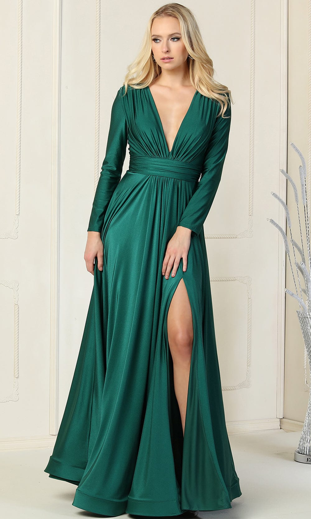 May Queen MQ1835 - Ruched A-Line Evening Dress Mother of the Bride Dresess In Green