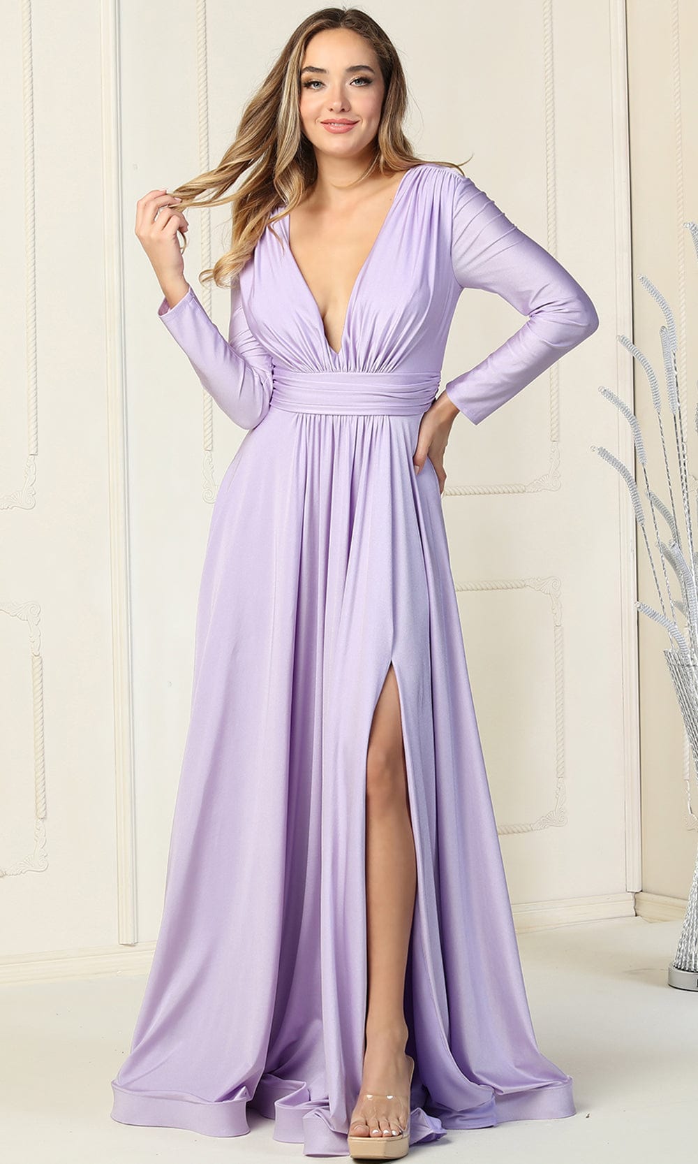 May Queen MQ1835 - Ruched A-Line Evening Dress Mother of the Bride Dresess In Purple