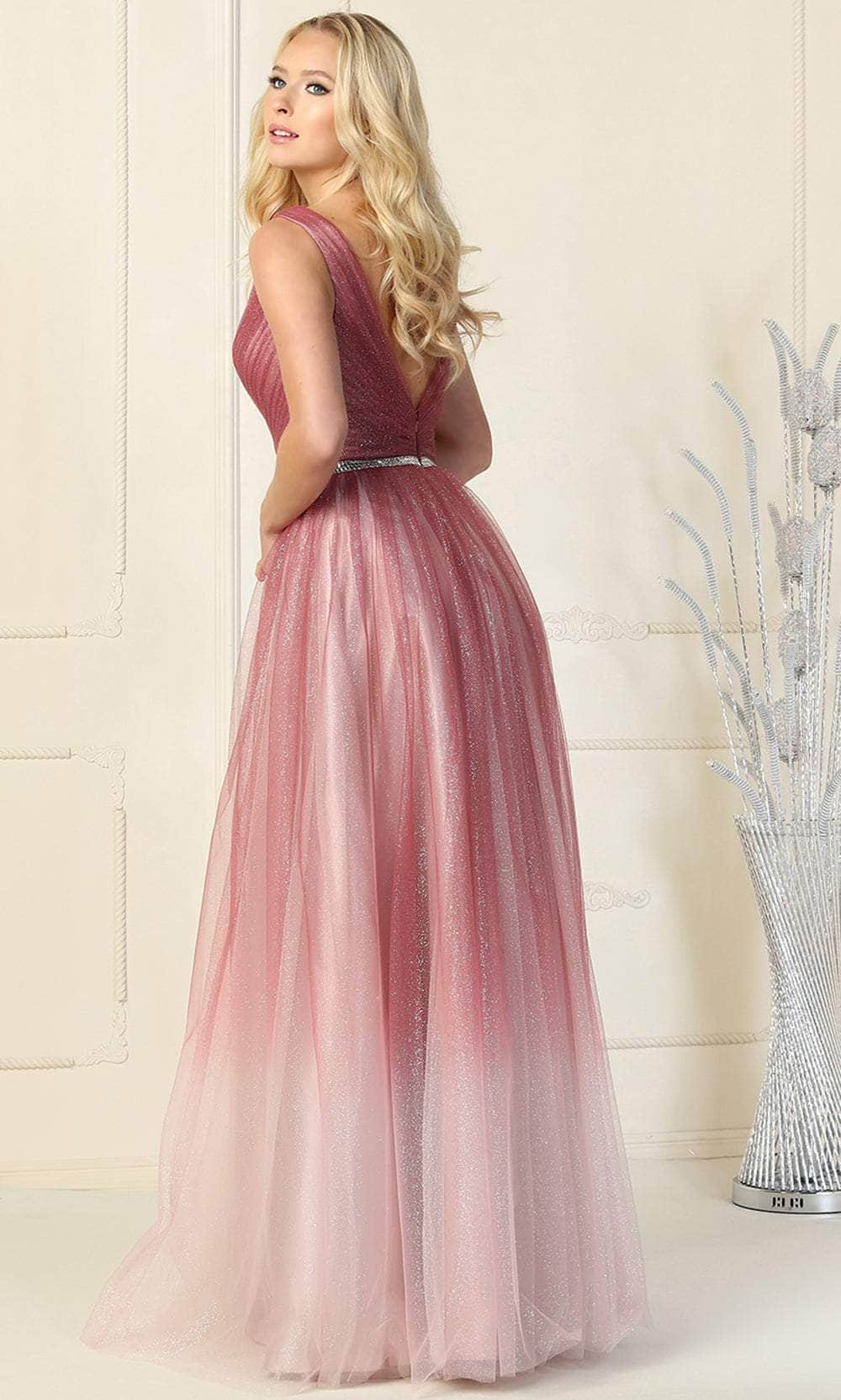 May Queen MQ1844 - Sleeveless Wrap V-neck Evening Gown Special Occasion Dress