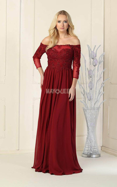 May Queen MQ1853 - Laced Off-Shoulder Dress Special Occasion Dress