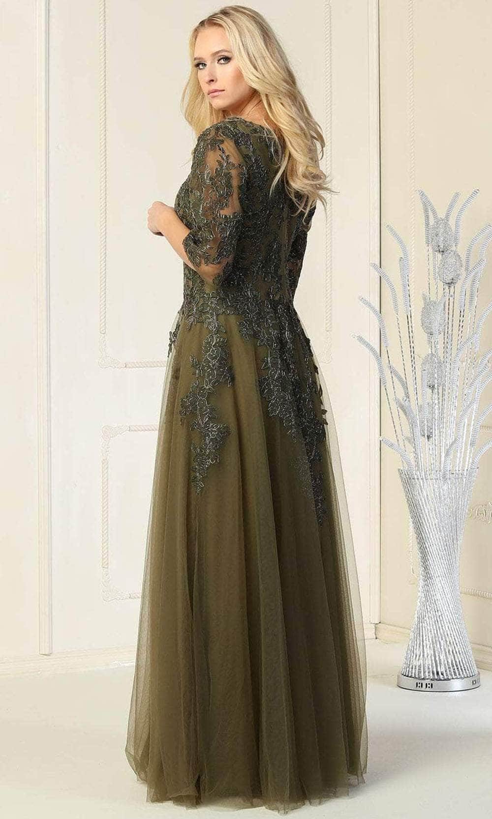 May Queen MQ1859 - Elbow Sleeve Lace Formal Gown Evening Dresses