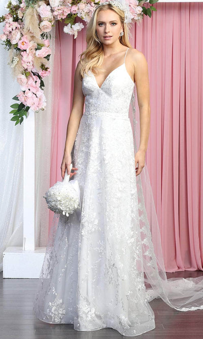 May Queen MQ1885 - V Neck Lace-Up Back Bridal Gown Special Occasion Dress