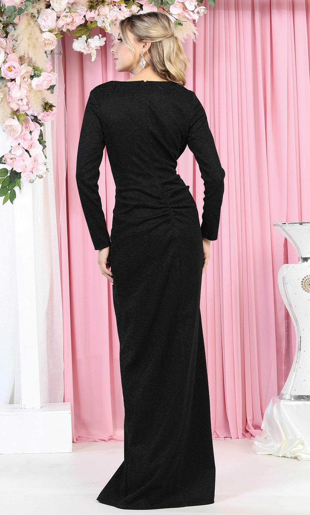May Queen MQ1924 - Long Sleeve V Neck Evening Gown Mother of the Bride Dresses