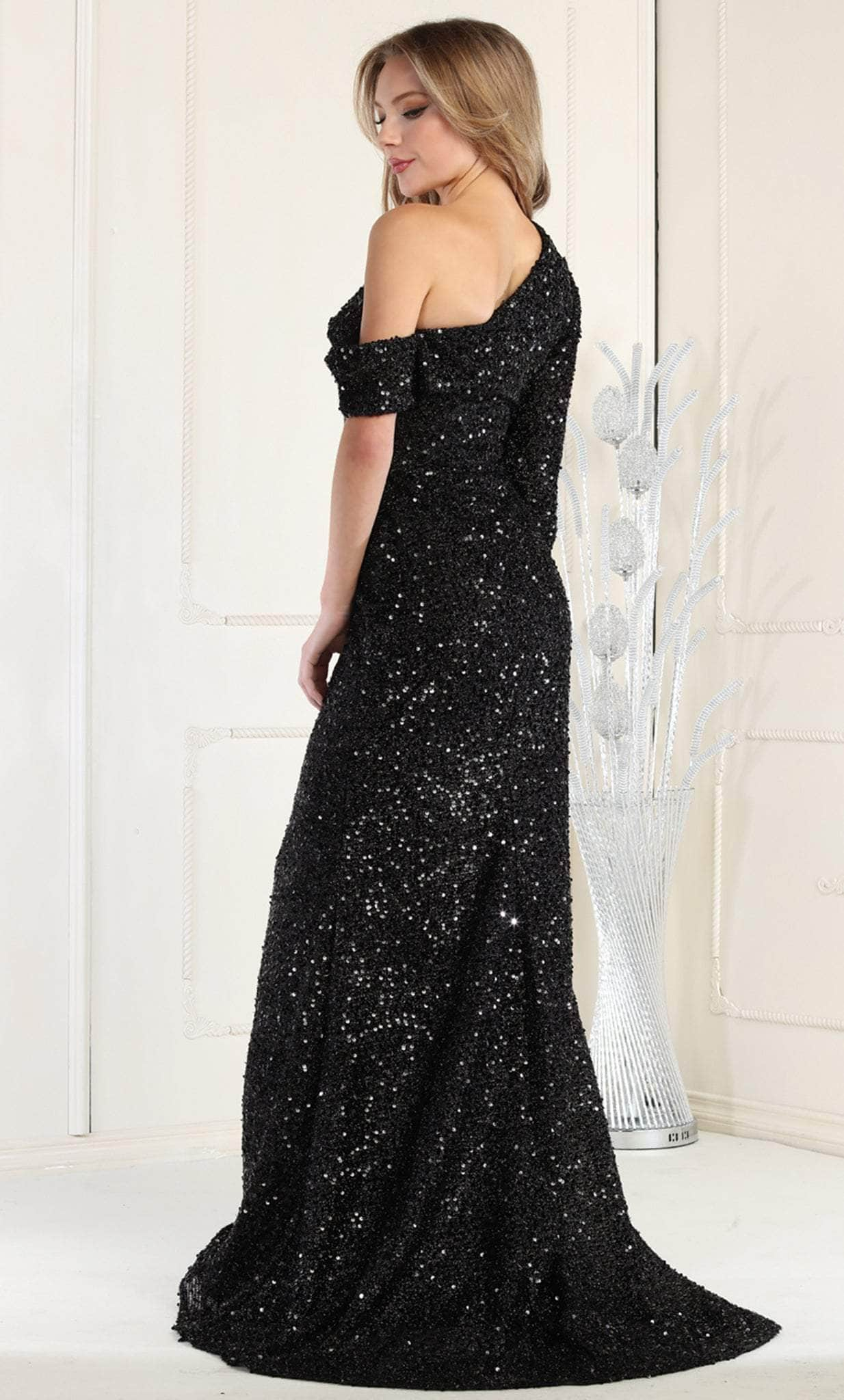 May Queen MQ1940 - Asymmetrical Sequin Evening Dress Prom Dresses