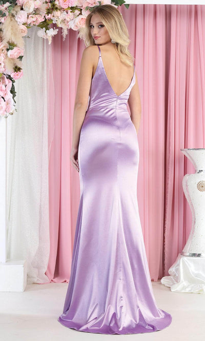 May Queen MQ1955 - V-Neck Wrap Sheath Evening Gown Prom Dresses