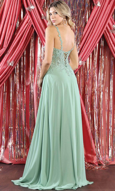 May Queen MQ1958 - Embroidered V-Neck Prom Gown Prom Dresses