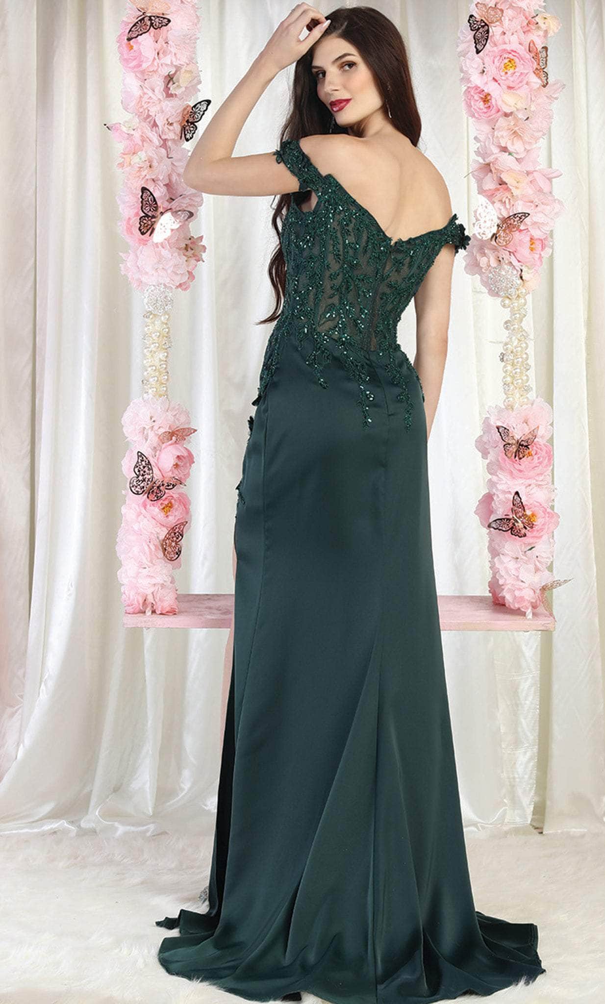 May Queen MQ1962 - Off Shoulder Slit Evening Dress Evening Dresses