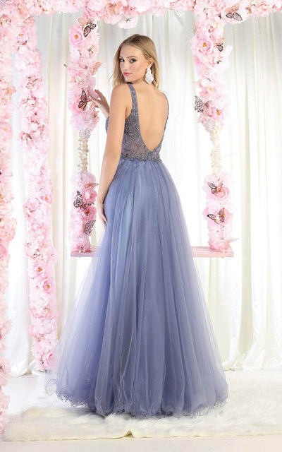 May Queen MQ1971 - Open Scoop Back Tulle A-line Dress Special Occasion Dress