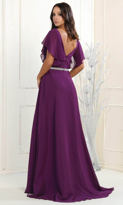 May Queen MQ1972 - Bell Sleeves V Neck A Line Dress Evening Dresses