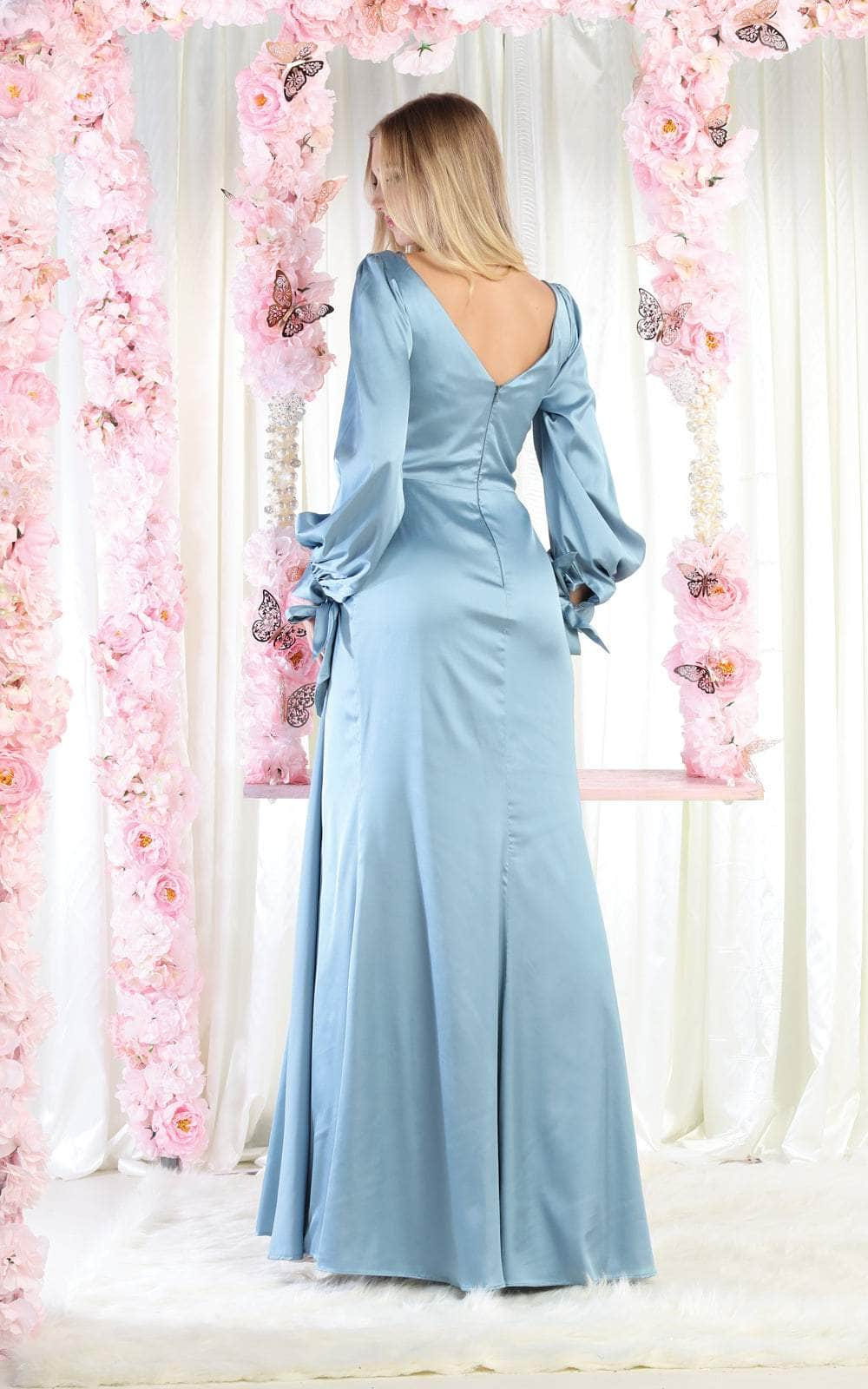 May Queen MQ1974 - Long Sleeve Ruched Detail Evening Dress Special Occasion Dress