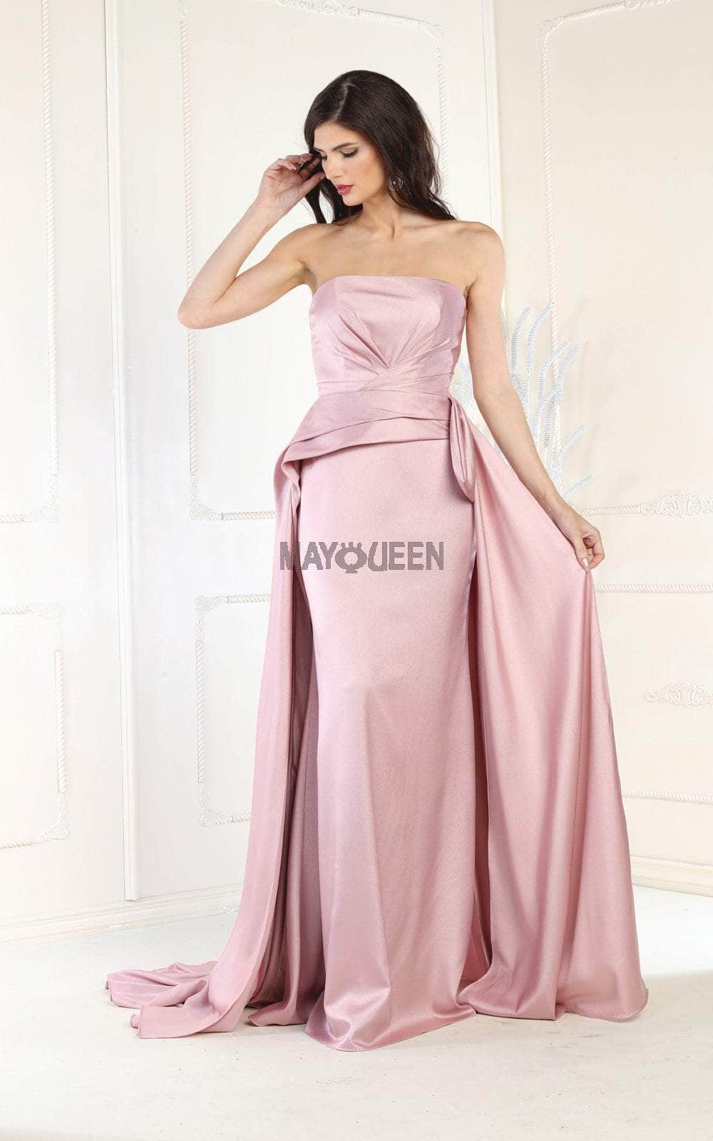 May Queen MQ1983 - Strapless Fitted Overlay Evening Dress Special Occasion Dress