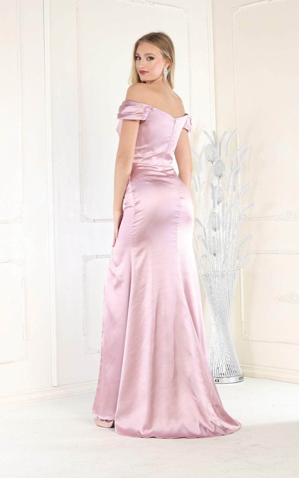 May Queen MQ1997 - Off-Shoulder Ruched Detail Prom Dress Special Occasion Dress