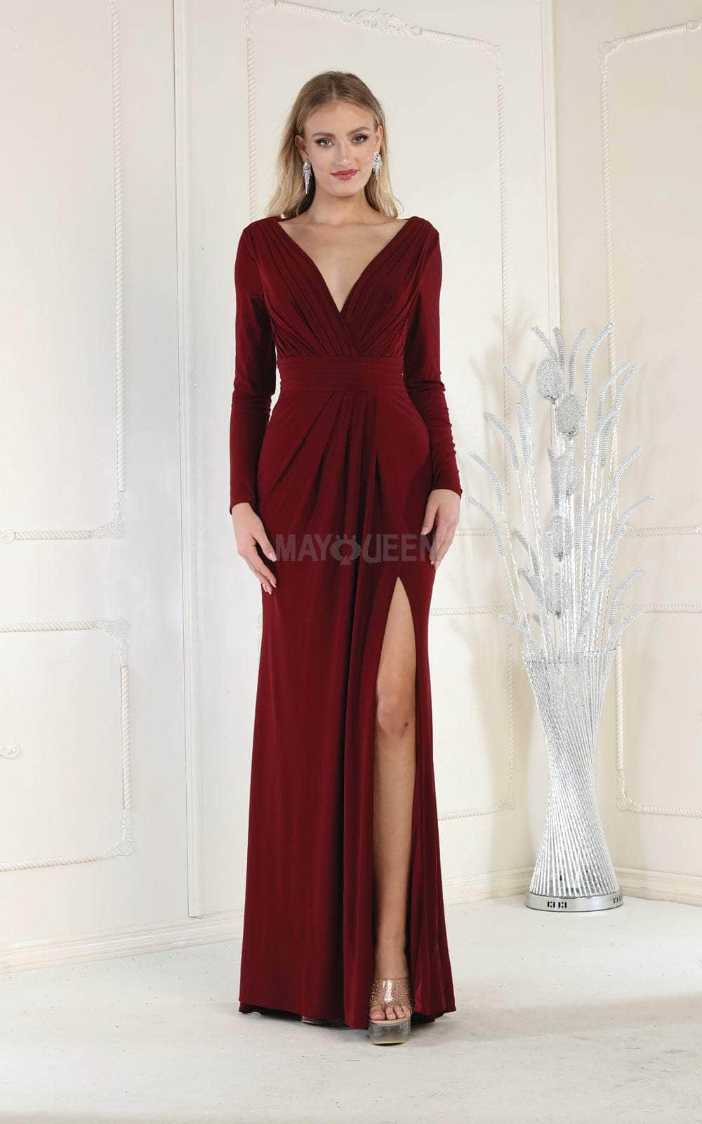 May Queen MQ1999 - Plunging Formal Evening Gown Special Occasion Dress