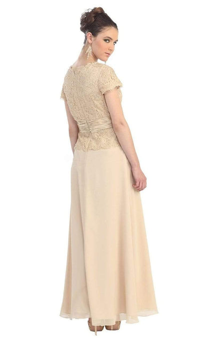 May Queen - MQ571 Chiffon Lace and Satin Long Formal Gown Mother of the Bride Dresses