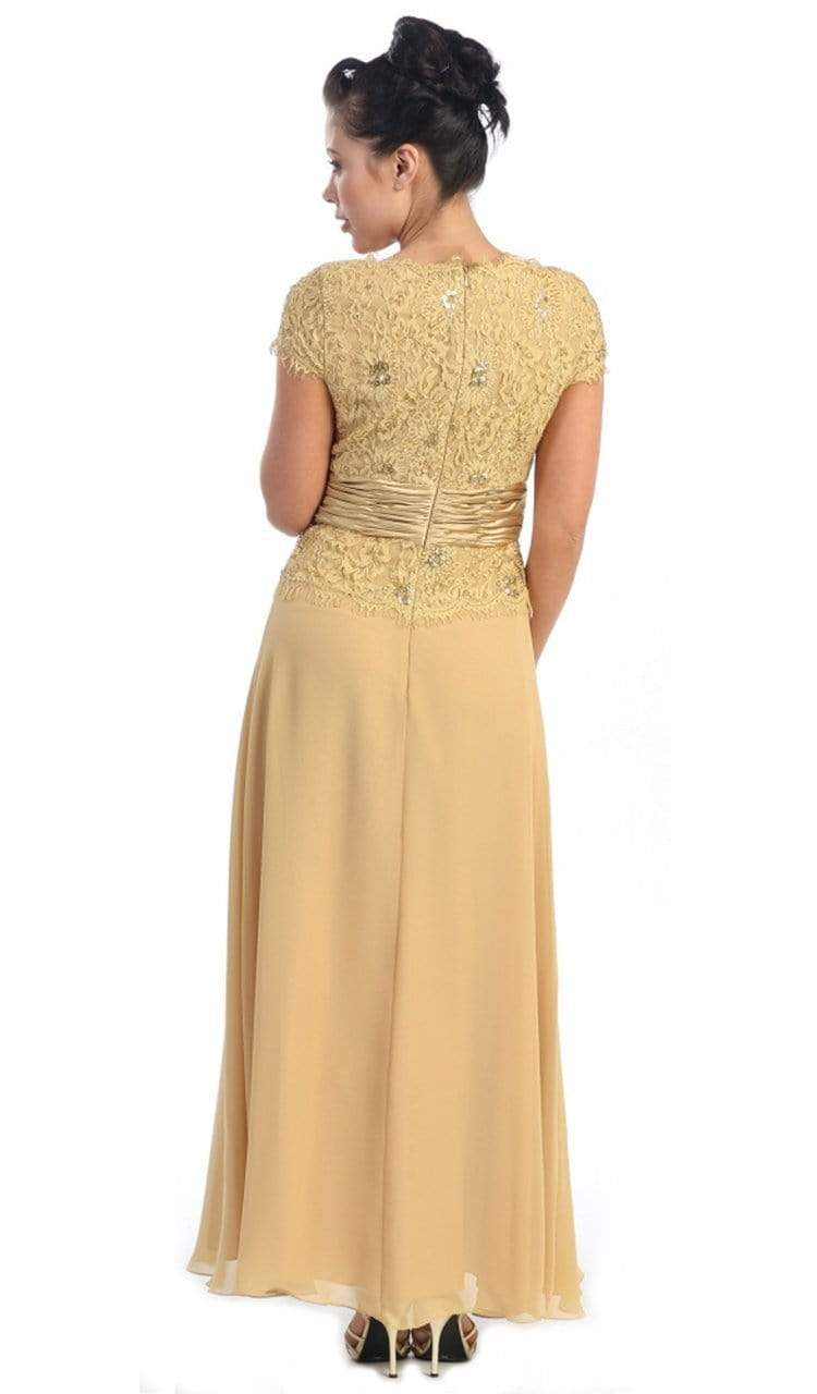 May Queen - MQ571 Chiffon Lace and Satin Long Formal Gown Mother of the Bride Dresses