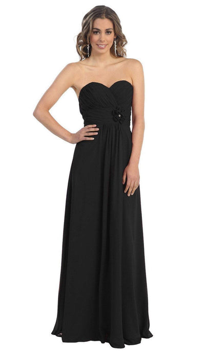 May Queen - MQ875B Strapless Sweetheart Empire Waist Long Formal Dress Bridesmaid Dresses 22 / Black