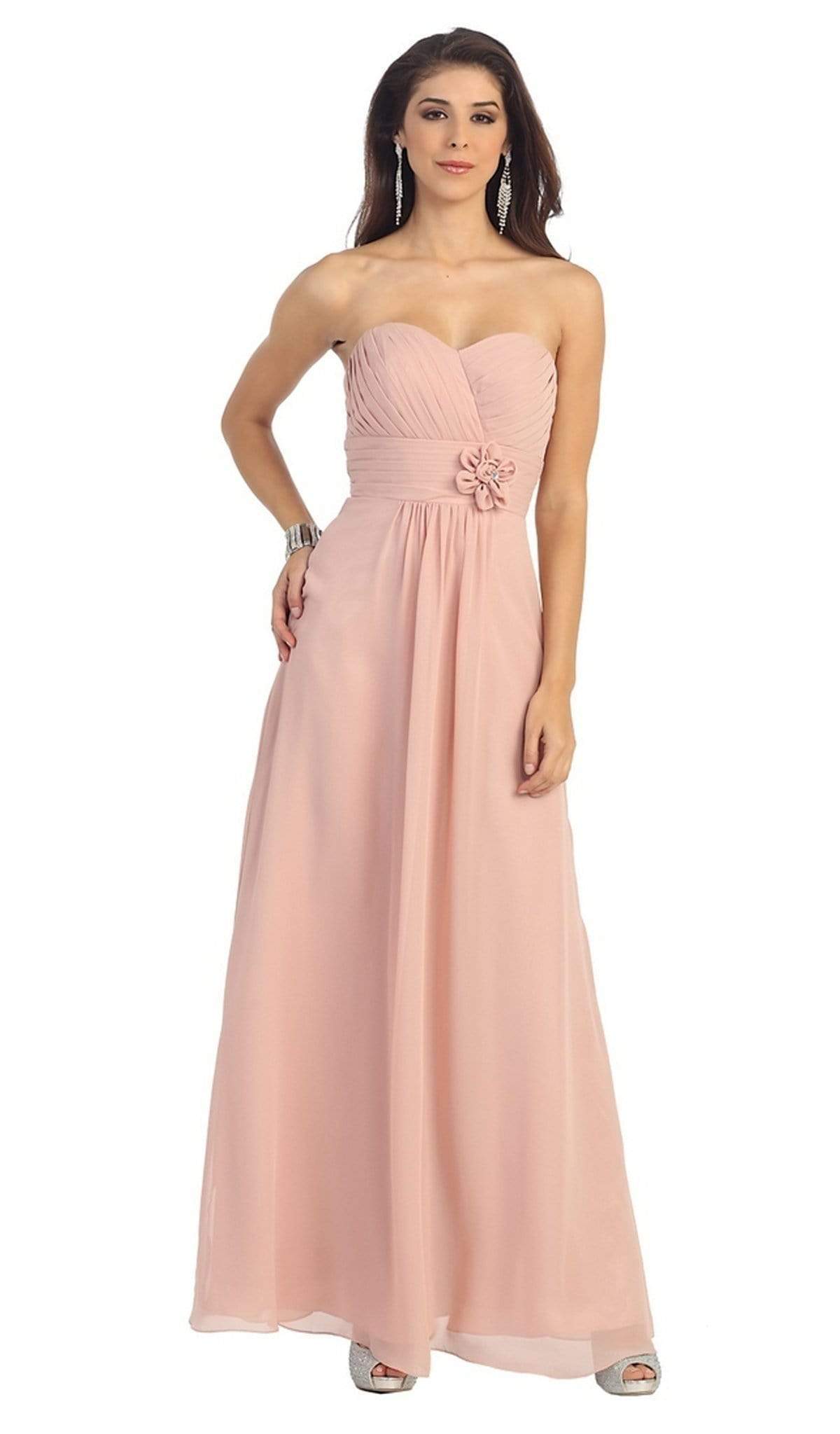 May Queen - MQ875B Strapless Sweetheart Empire Waist Long Formal Dress Bridesmaid Dresses 22 / Blush