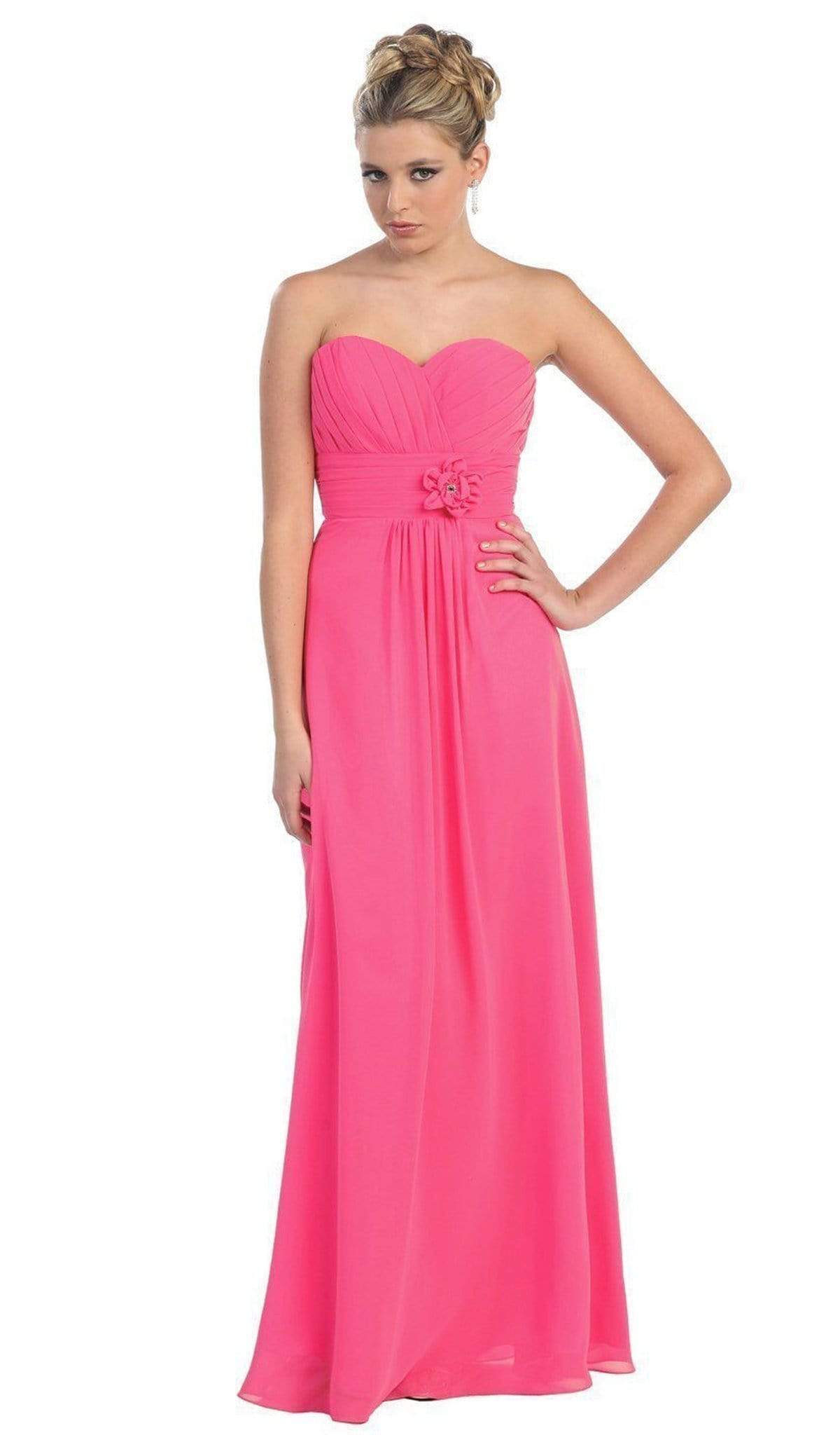 May Queen - MQ875B Strapless Sweetheart Empire Waist Long Formal Dress Bridesmaid Dresses 22 / Fuchsia