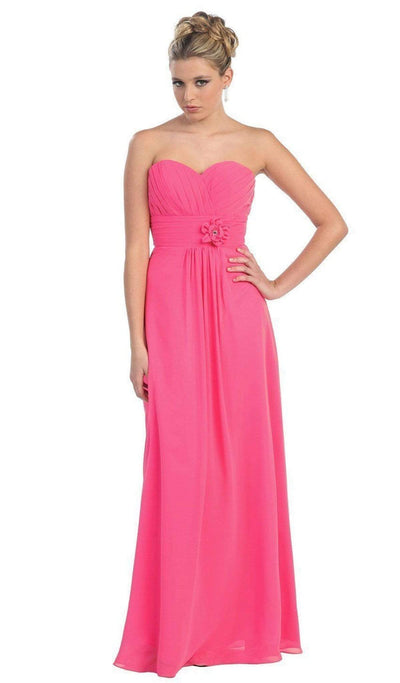 May Queen - MQ875B Strapless Sweetheart Empire Waist Long Formal Dress Bridesmaid Dresses 22 / Fuchsia