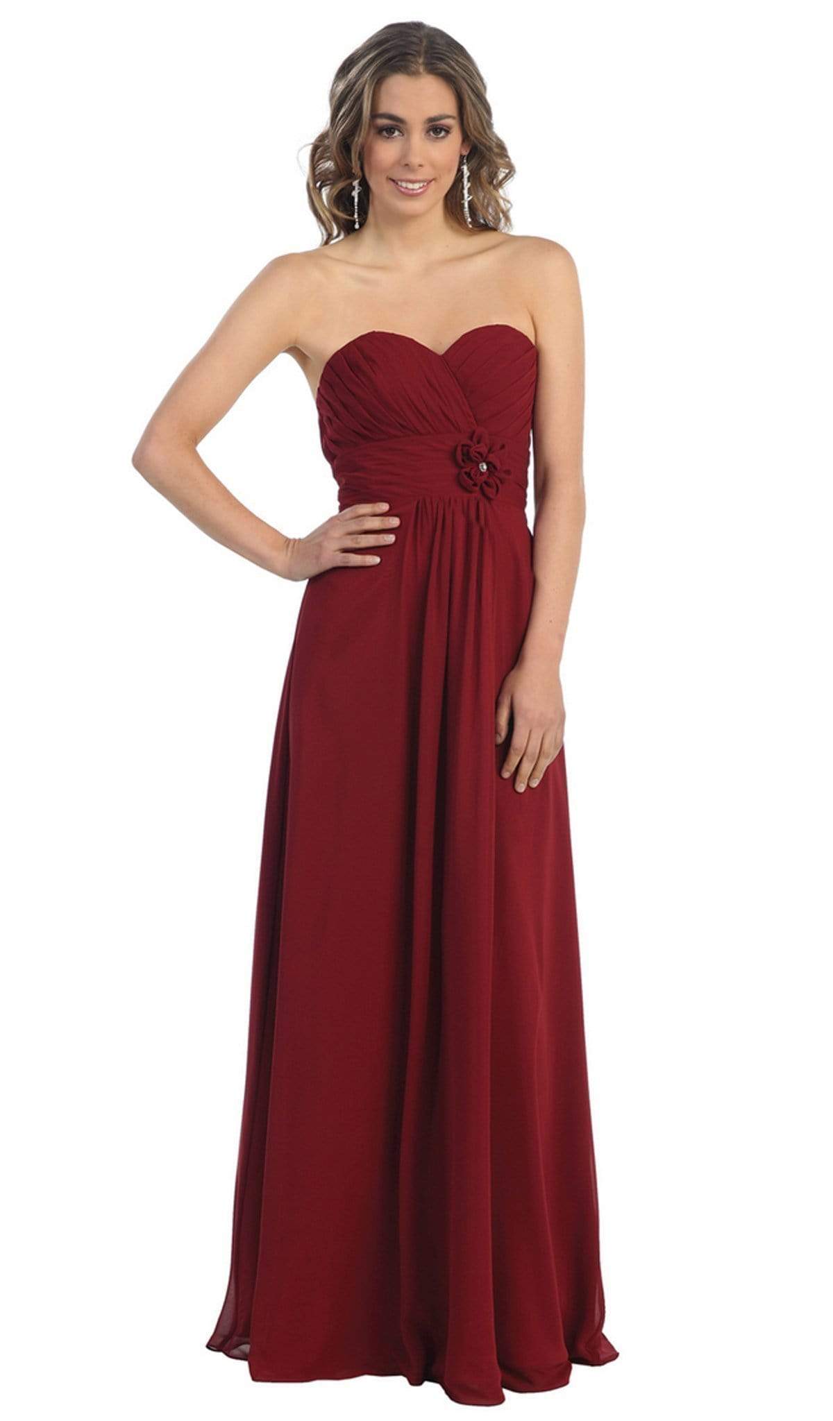 May Queen - MQ875B Strapless Sweetheart Empire Waist Long Formal Dress Bridesmaid Dresses 22 / Red