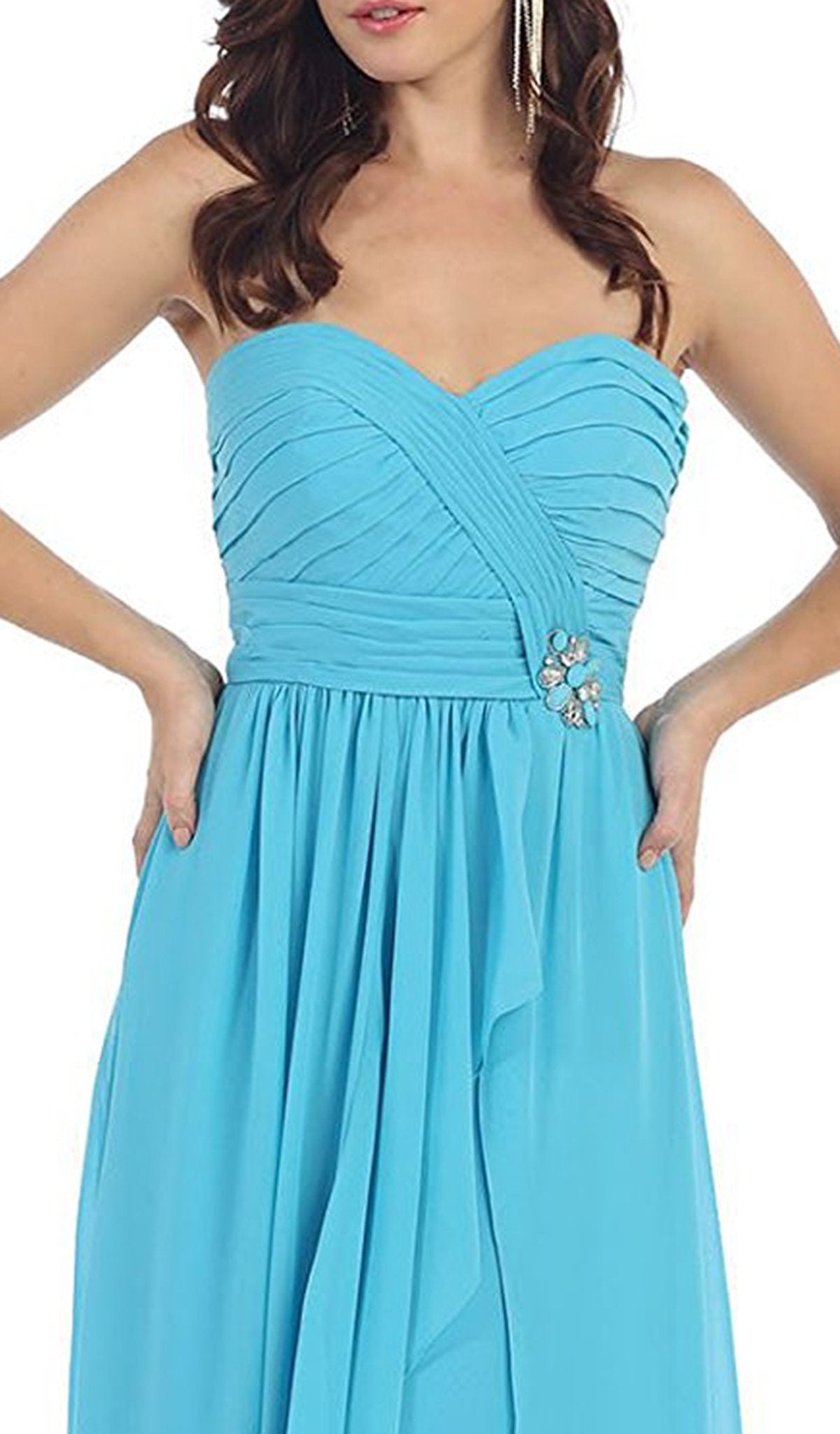 May Queen - MQ895B Sophisticated Pleated Sweetheart Chiffon Prom Dress Special Occasion Dress