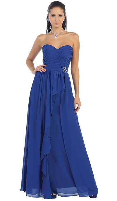 May Queen - MQ895B Sophisticated Pleated Sweetheart Chiffon Prom Dress Special Occasion Dress