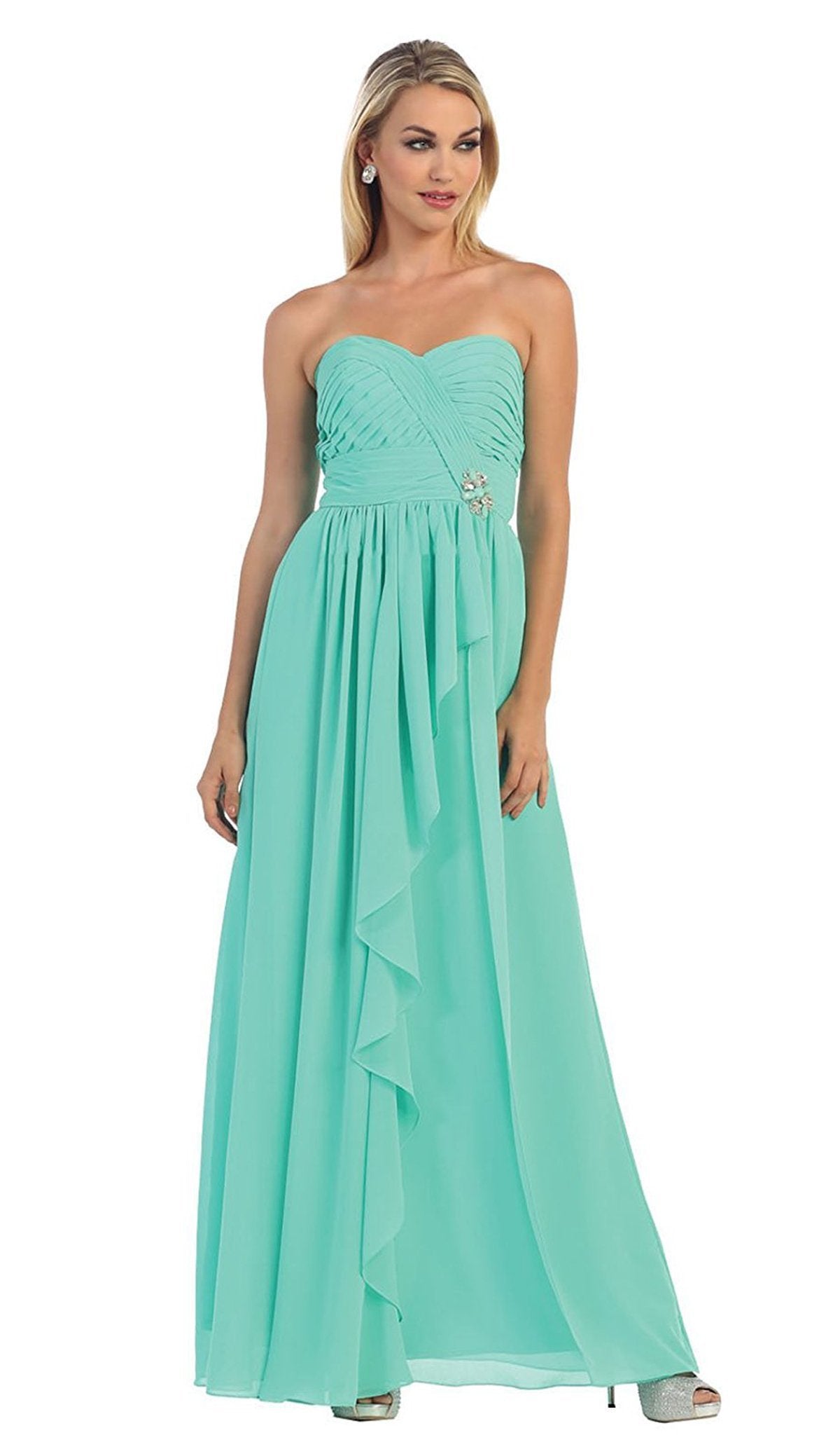 May Queen - MQ895B Sophisticated Pleated Sweetheart Chiffon Prom Dress Special Occasion Dress