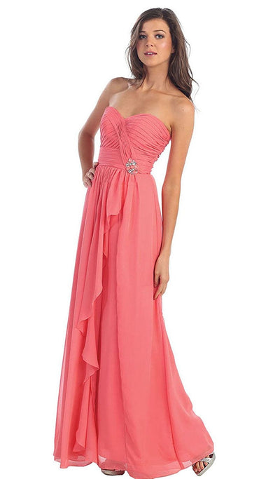 May Queen - MQ895B Sophisticated Pleated Sweetheart Chiffon Prom Dress Special Occasion Dress