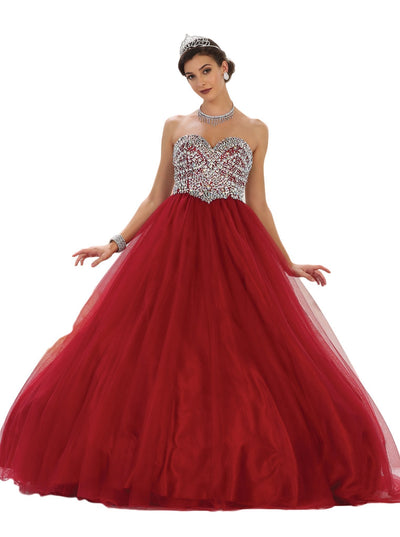 May Queen - Rhinestone Embellished Quinceanera Ballgown Special Occasion Dress 4 / Red